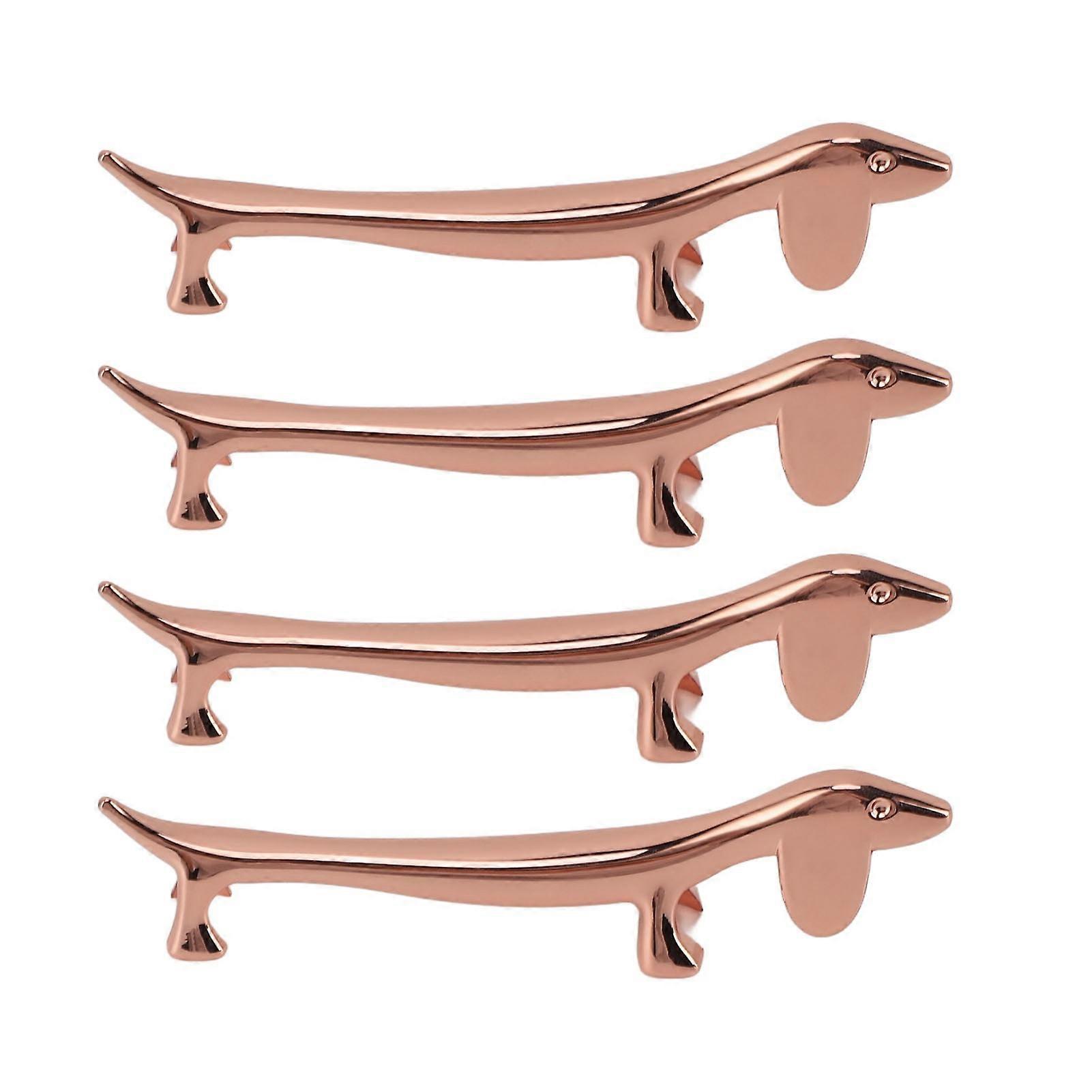 4 PCS Chopstick Rest Zinc Alloy Plating Reusable Dinner Spoon Stand for Holding Spoon Fork Rose Gold Sausage Dog