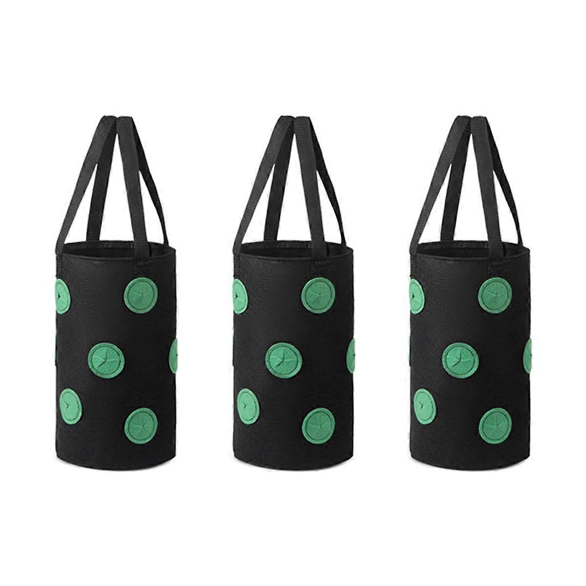3Pcs Multi-Function 12 Holes Felt Hanging Tomato Grow Bag,D