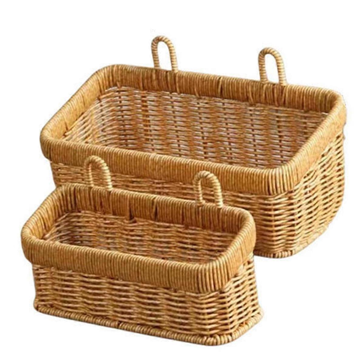 2PCS Wall Hanging Weaving Storage Baskets with Handle Decorative