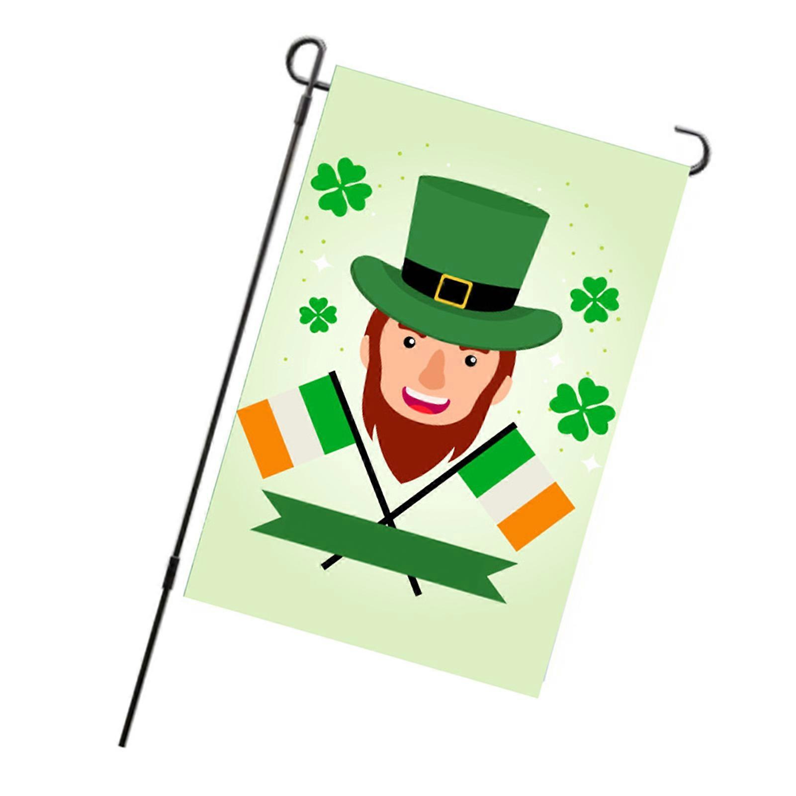 Saint Patrick Day Garden Flag Double Sided Lucky Four Leaf Clover Garden Vertical Flag for Deck Patio Porch Type 3