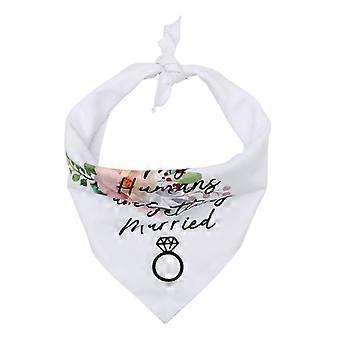 Double Layers Dog Bandana My Humans are Getting Married Letters Floral Printed Wedding for Triangle Bibs Scarf White Valentine Neckerchief