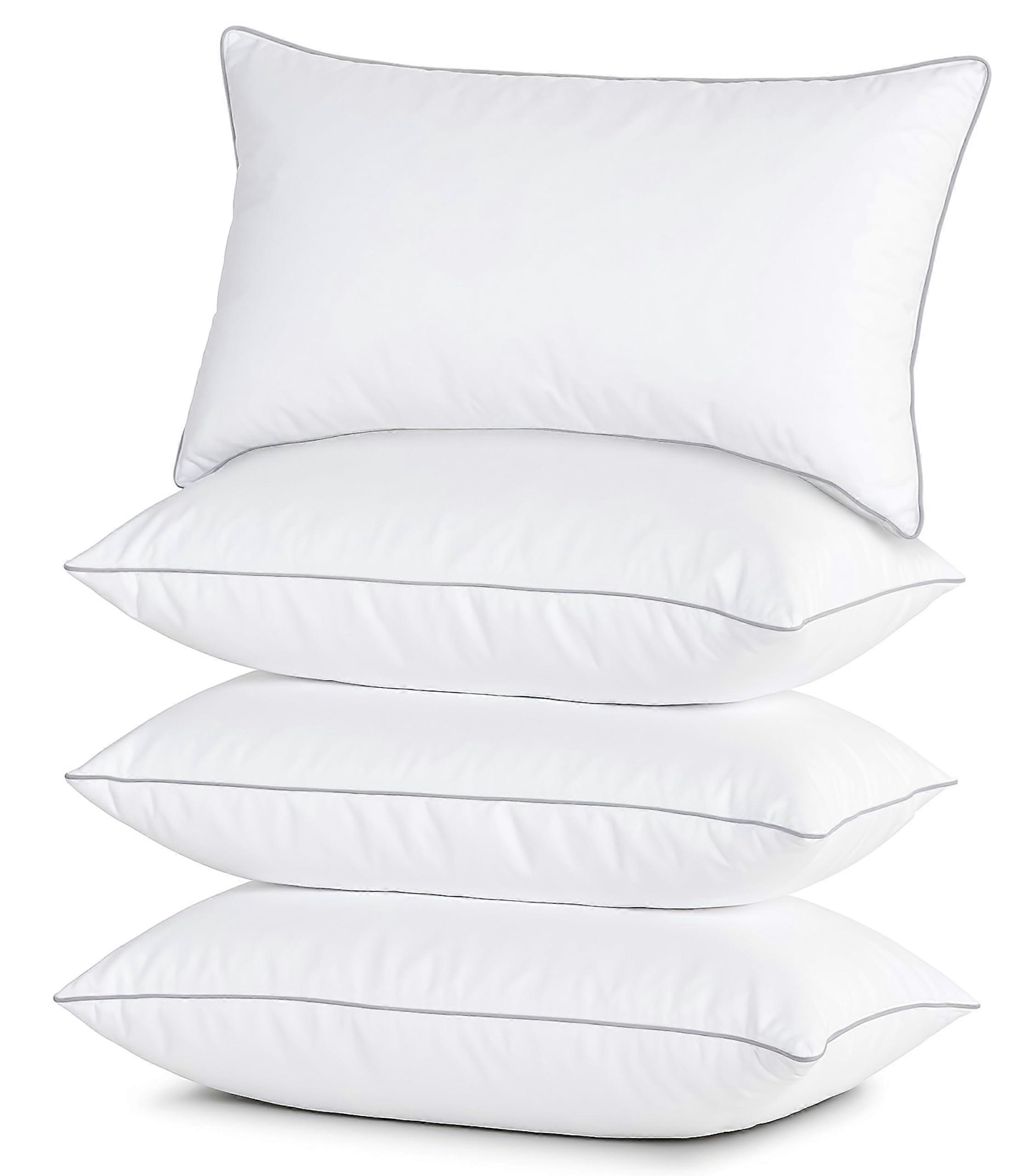 4 Pack Firm Cozy Soft Bed Pillows for Side Sleepers Standard Size Hypoallergenic Microfiber Filling
