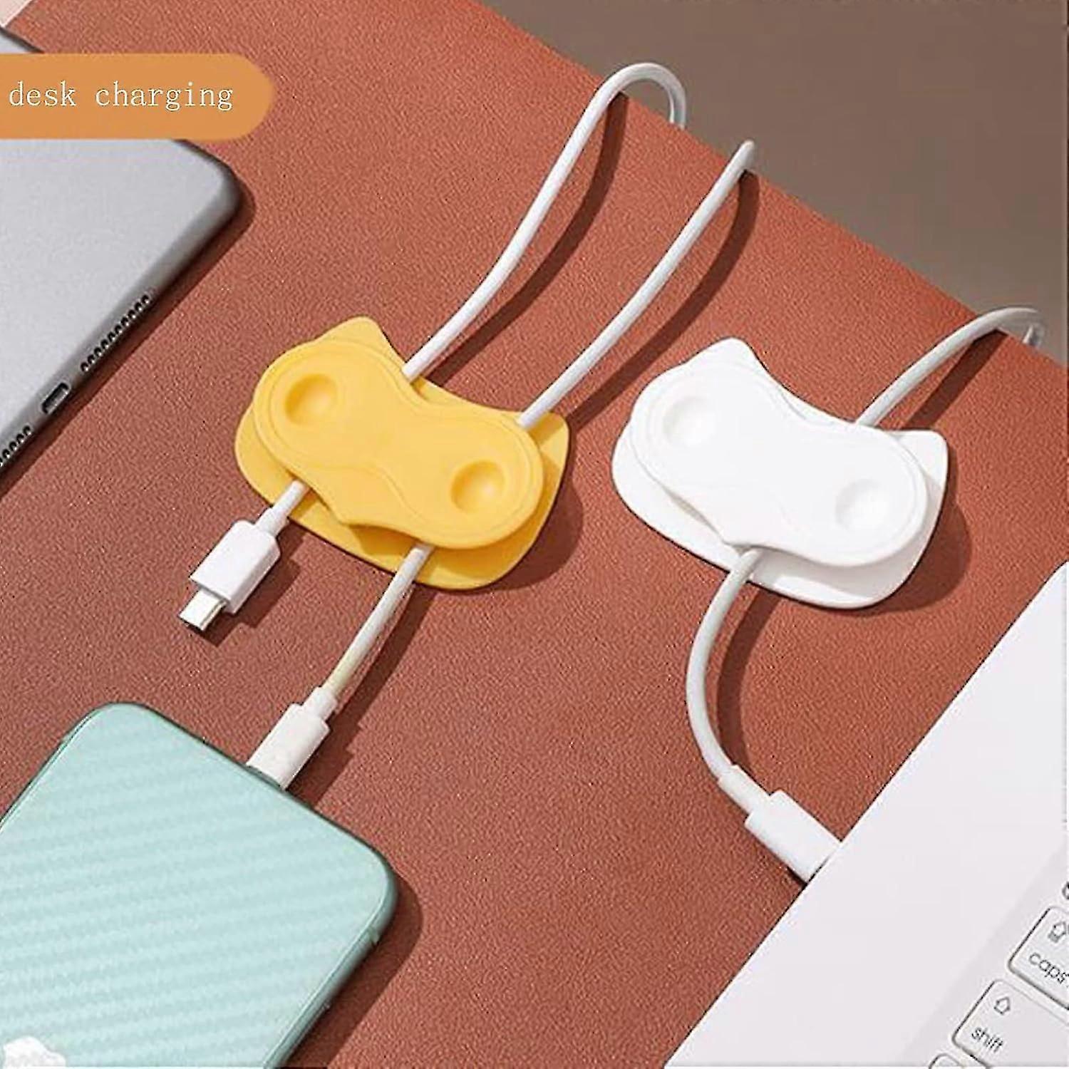 4-piece hook wall bracket, self-adhesive office cable holder, cable management organisation wall bracket, adhesive cable clips