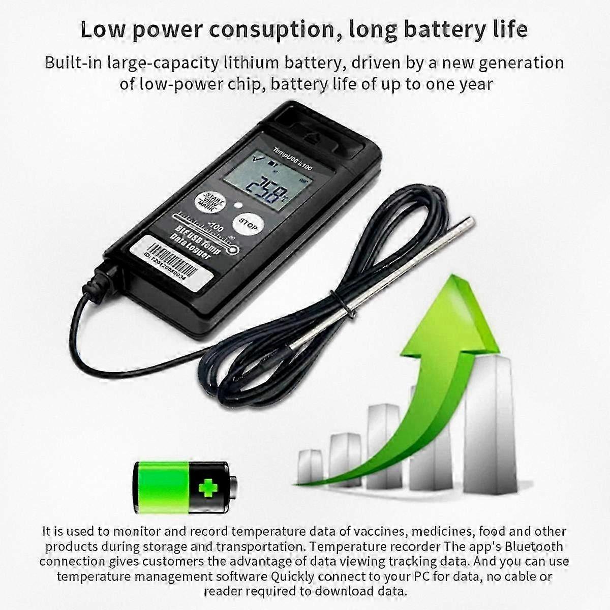 Digital Low Temperature Data Logger -100��C, 32,000 Points, Bluetooth & USB, for Cold Chain Monitoring
