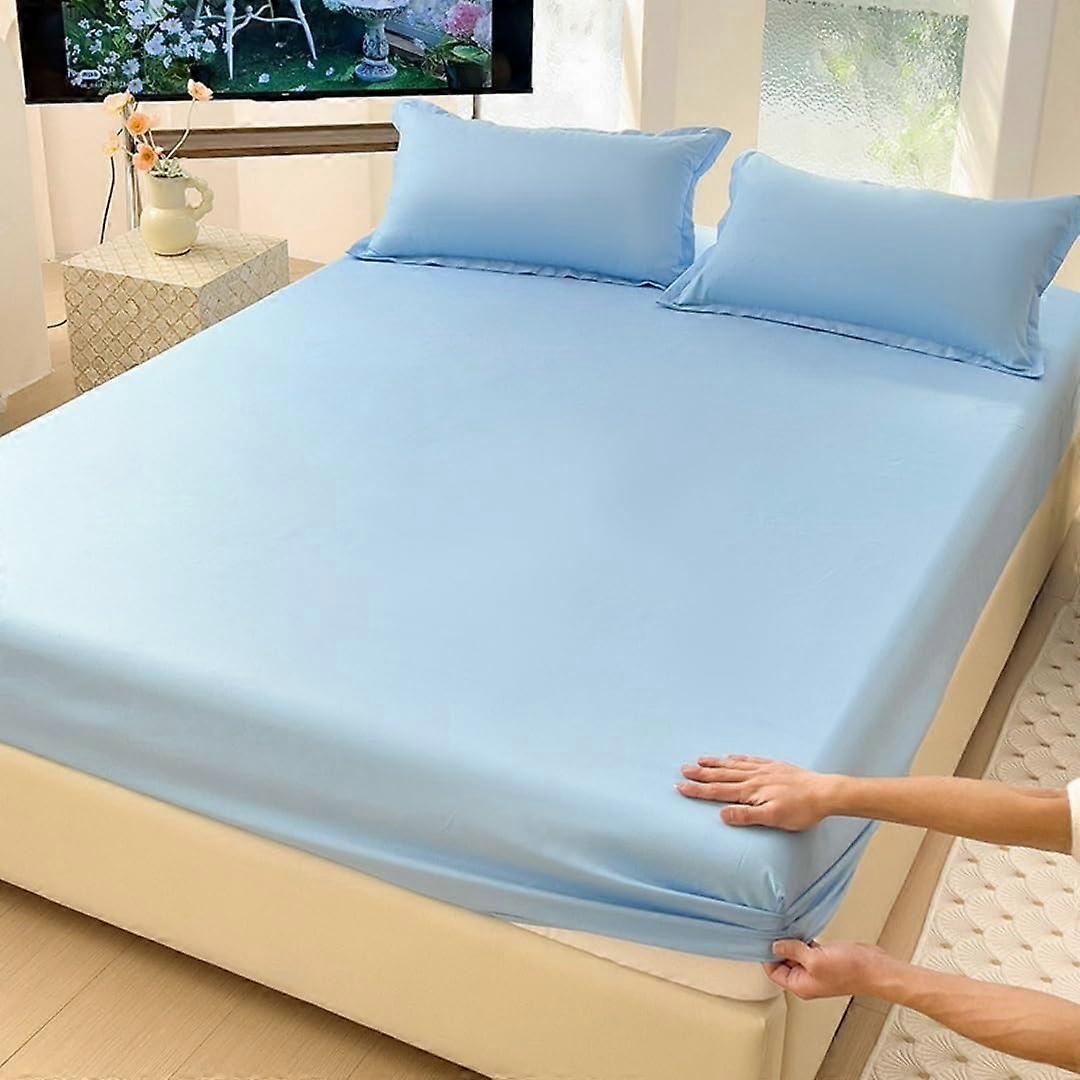 Fitted Double Bed Sheet Extra Deep Pocket Microfiber with All Around Elastic and Pillowcase, Soft Lightweight Breathable