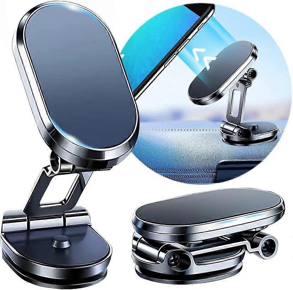 Alloy Folding Magnetic Car Phone Holder, New Magnetic Phone Holder for Car, 720 Rotatable Universal Magnetic Cell Phone Mount with 8 Strong Magnets