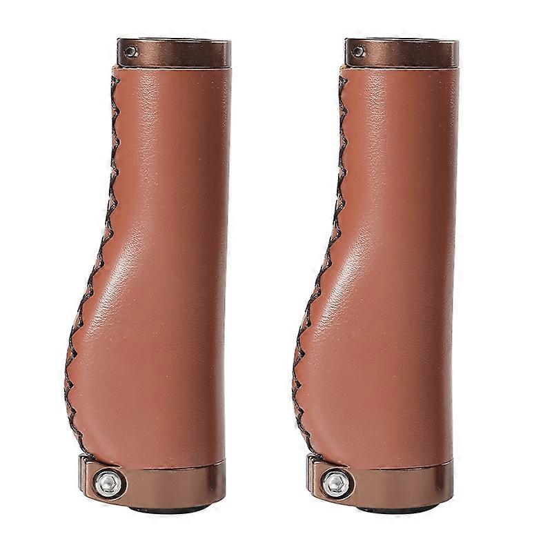 1pair Bicycle Non-Slip Leather Handlebar Grips Mountain Bike Vintage Handlebar Protector
