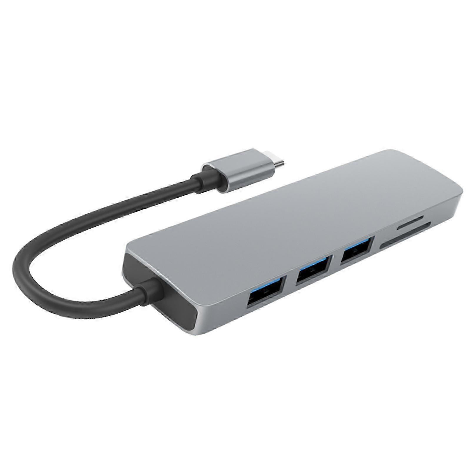 6in1 4K Type C to HDMI-compatible USB3.0 Micro-SD TF Card PD Hub Adapter Expansion Dock-FFY