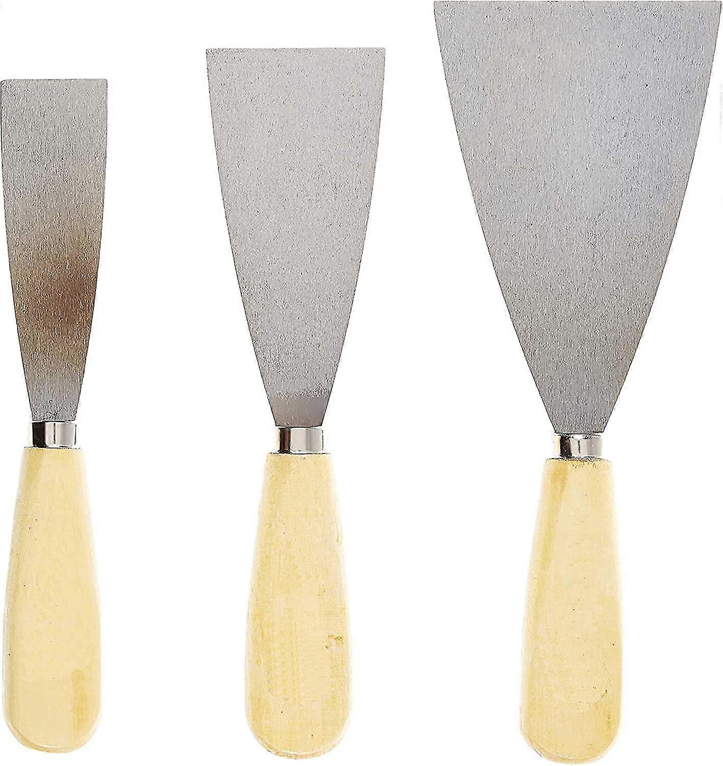 Set Of 3 Spatulas | Knife For Stripping, Coating, Smoothing, Puttying, Butchering, Scraping, Unsticking, Sanding | Wooden Handle | 3 Sizes 1inch 2inch
