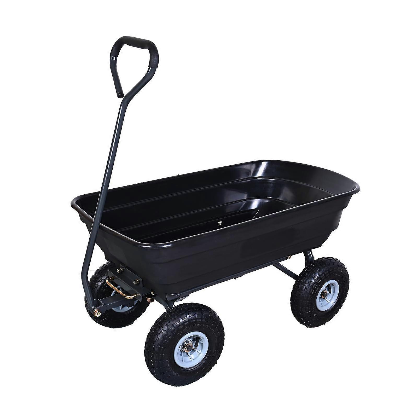 AAIN Garden Cart with 10' Pneumatic Plastic Tires, 600LB Capacity, 180° Rotating Handle