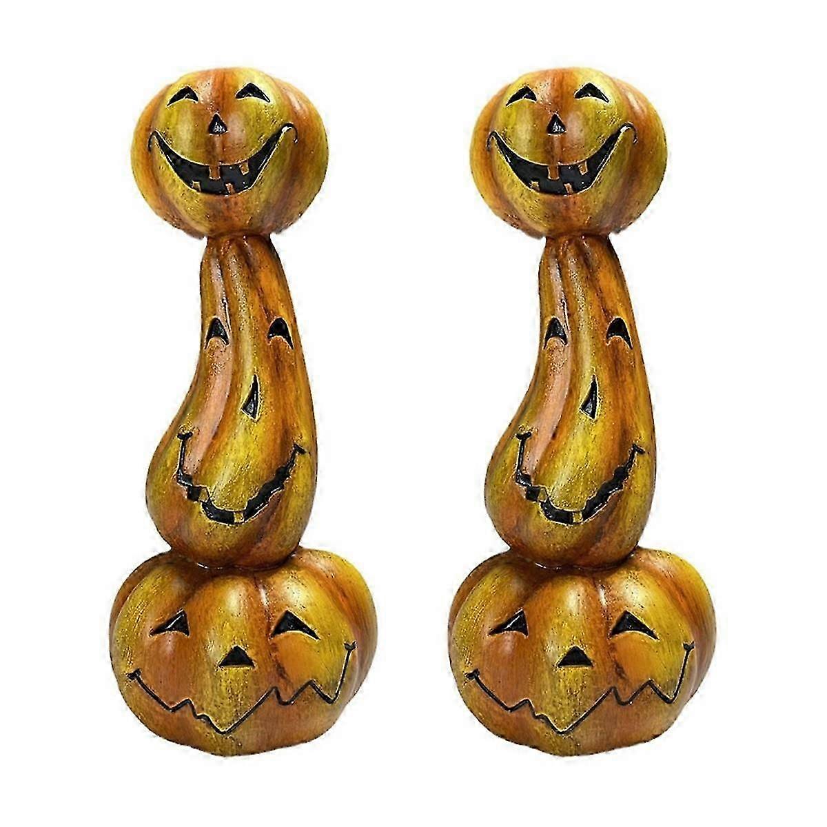 Pumpkin Candlestick Halloween Decorations Table Centerpiece Candle Holder 2Pcs