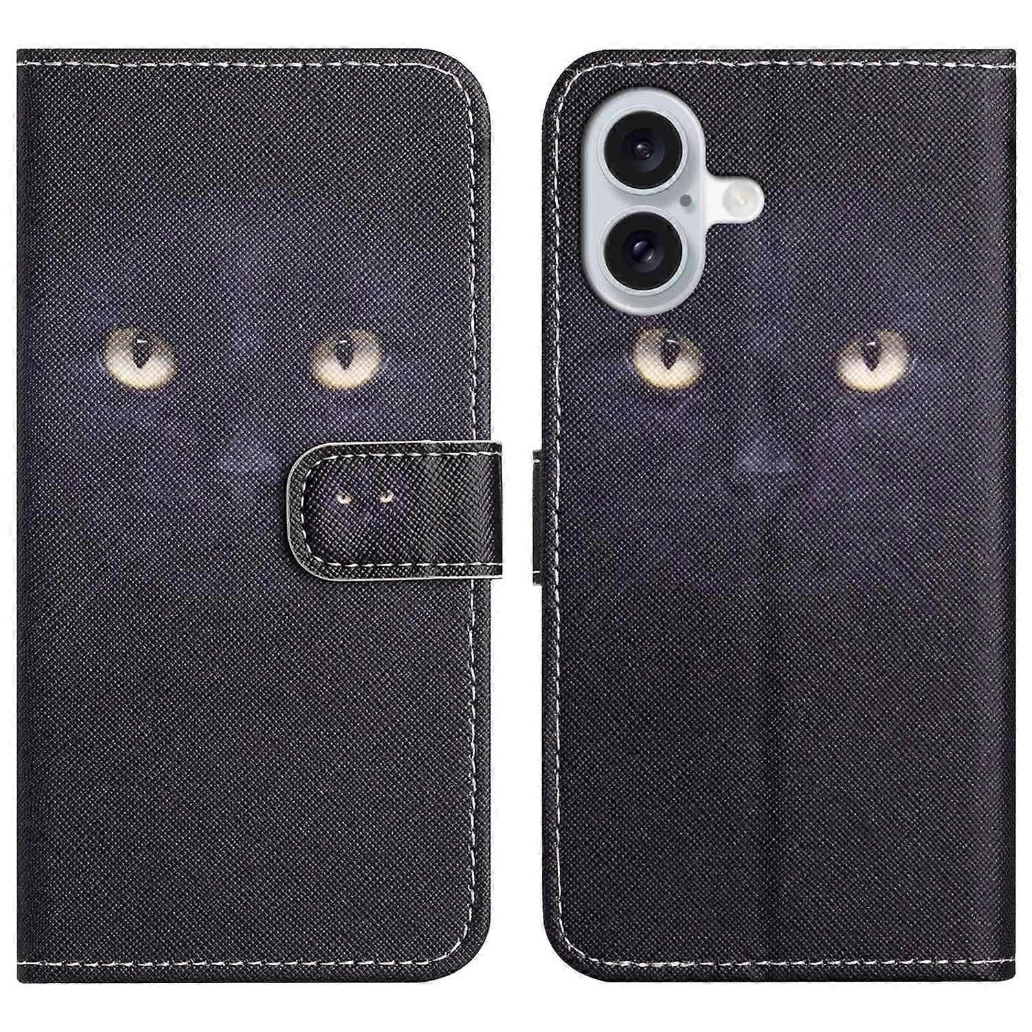 For iPhone 16 Plus Case Pattern Print PU Leather Wallet Phone Cover Cross Texture