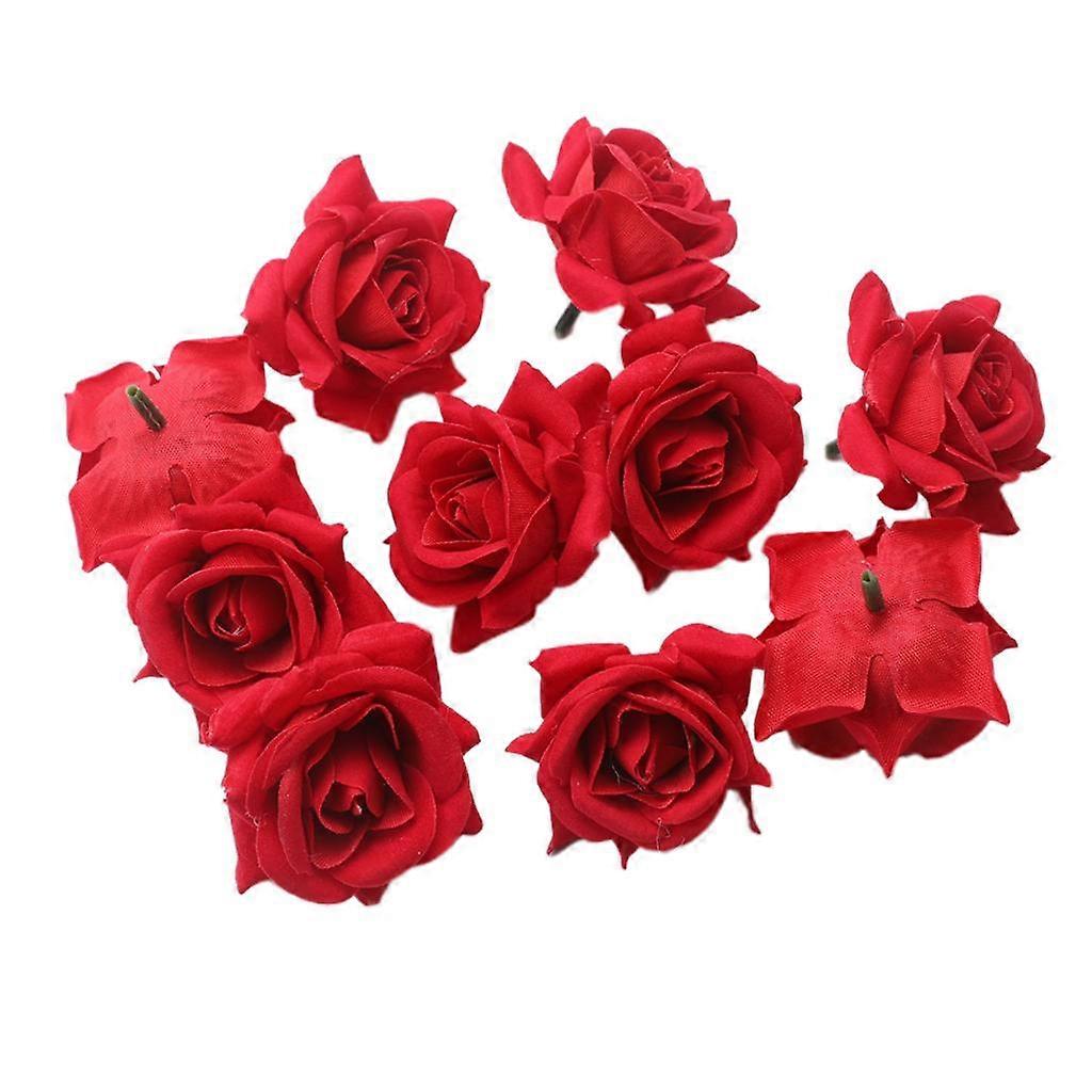 10pcs Red Artificial Roses Flowers For DIY Wedding Bouquets