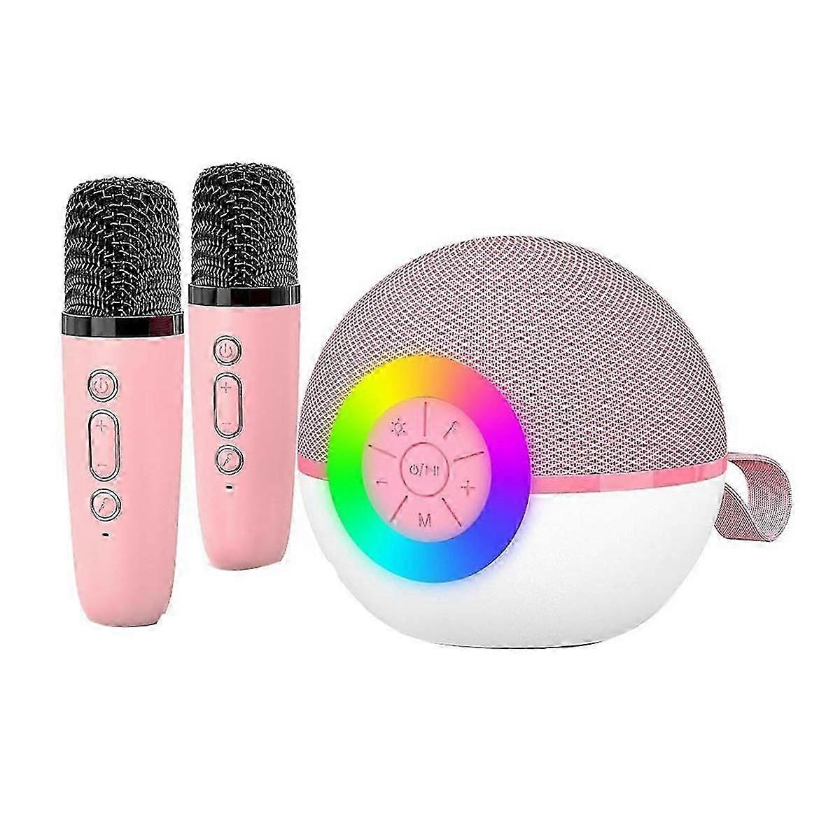 Mini Karaoke Machine with 2 Mic,Portable Bluetooth Microphone Song Toys with LED Light,Chritmas Bir
