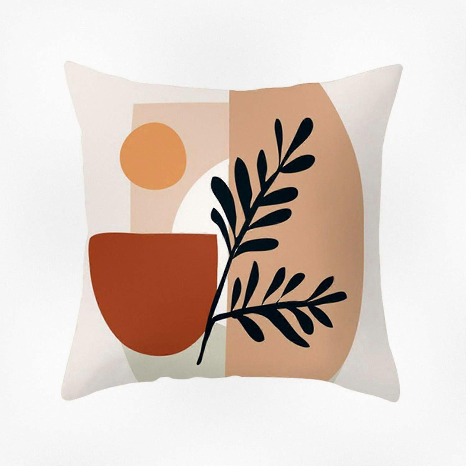 Leaf Pattern Printed Square Pillow Cover for Home Bedding and Sofa Decorative Cushion Accessory