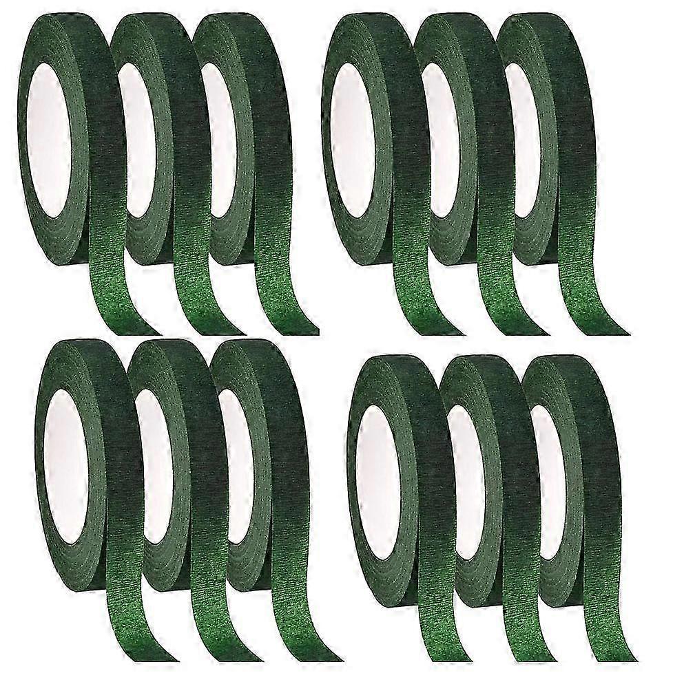 شريط التفاف الأزهار الجذعية أخضر - 12 لفات للباقات ، ترتيب الزهور ، الحرف اليدوية ، لوازم بائع الزهور