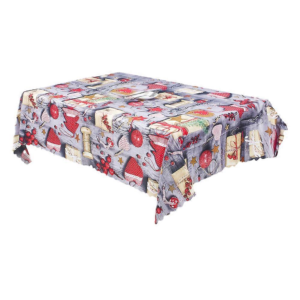 Christmas Rectangle Tablecloth Waterproof Rectangular Table Print For Dining Room Decoration(Grey)