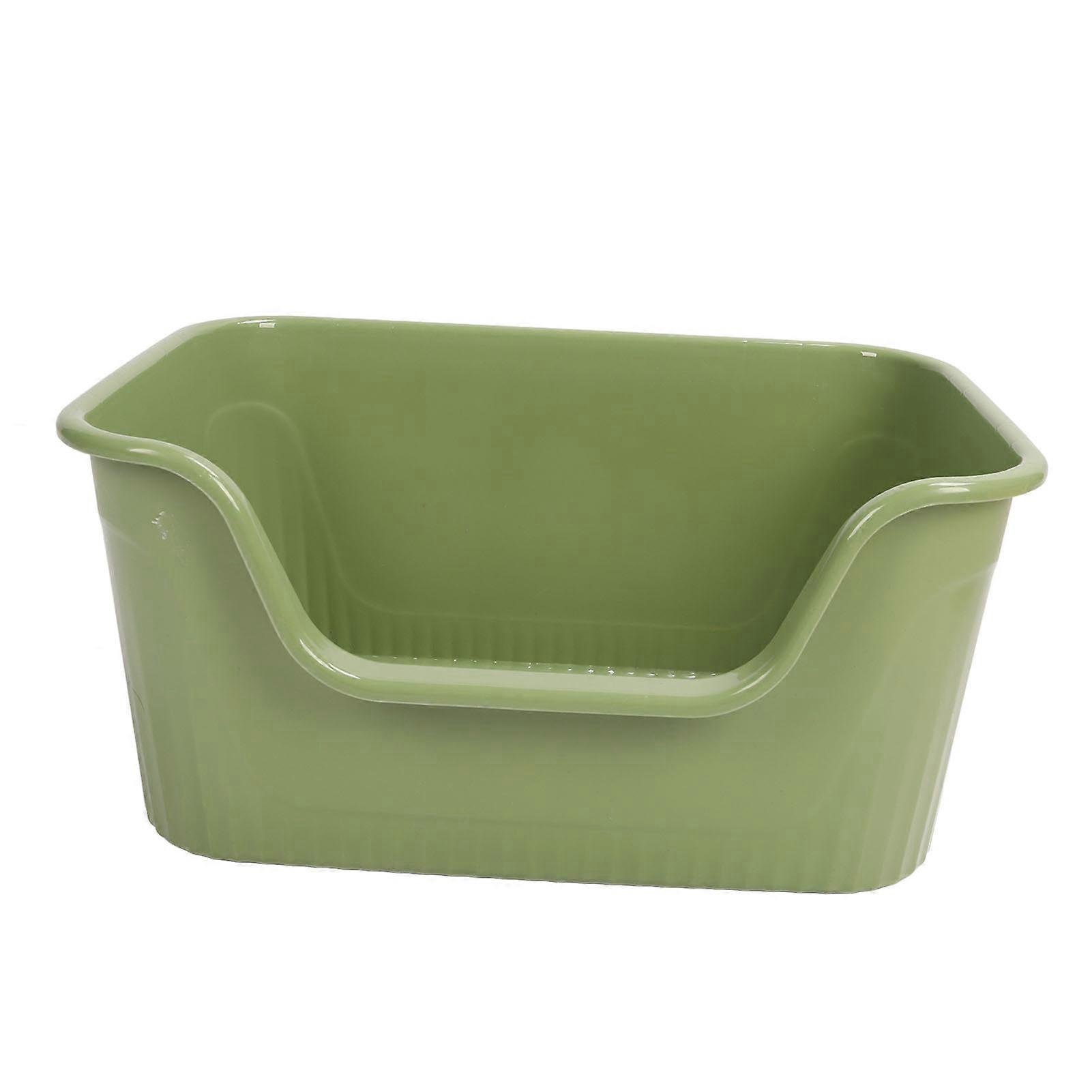 Large Cat Litter Box High Sides Anti Splashing Easy to Clean Simple Look Open Cat Litter Box for Large Cats Green