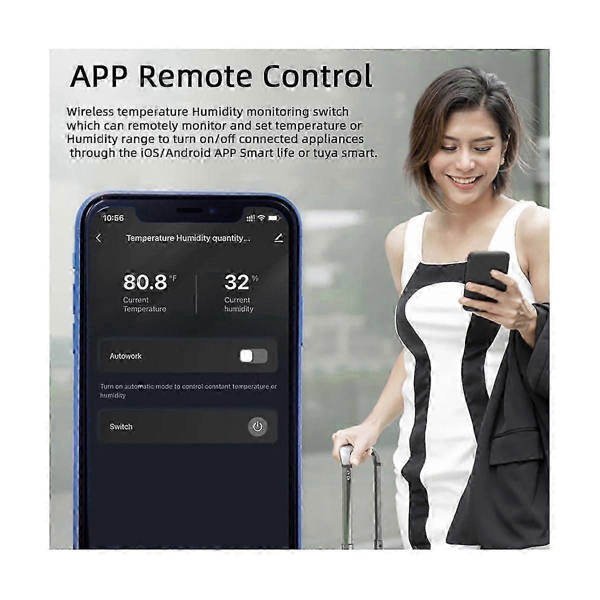 Tuya Smart WiFi Switch 3000W 16A Wireless Thermostat Temperature and Humidity Monitoring with Energ