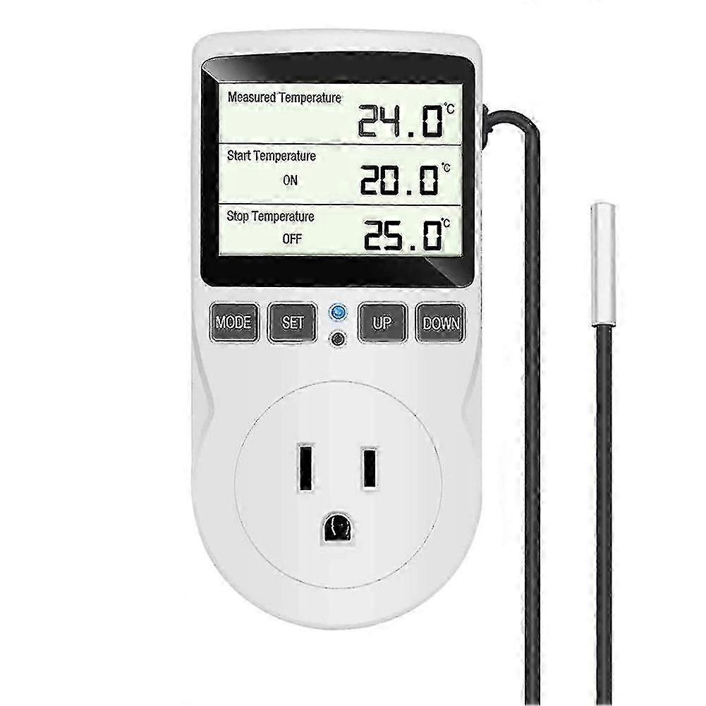 Digital Temperature Controller with LCD Display for Heating and Cooling, Suitable for Reptile Thermostat with Sensor Probe