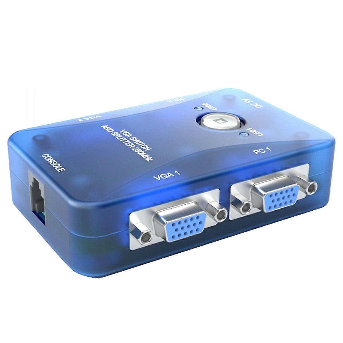 250MHz 2 Input 2 Output Selector VGA Splitter Switch Connector Support 1920x1440 High Resolution HD