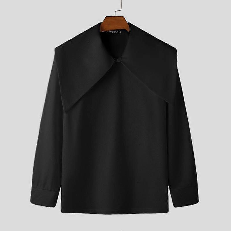 INCERUN Men Autumn Spring Big Lapel Neck Long Sleeve Corduroy Pullovers