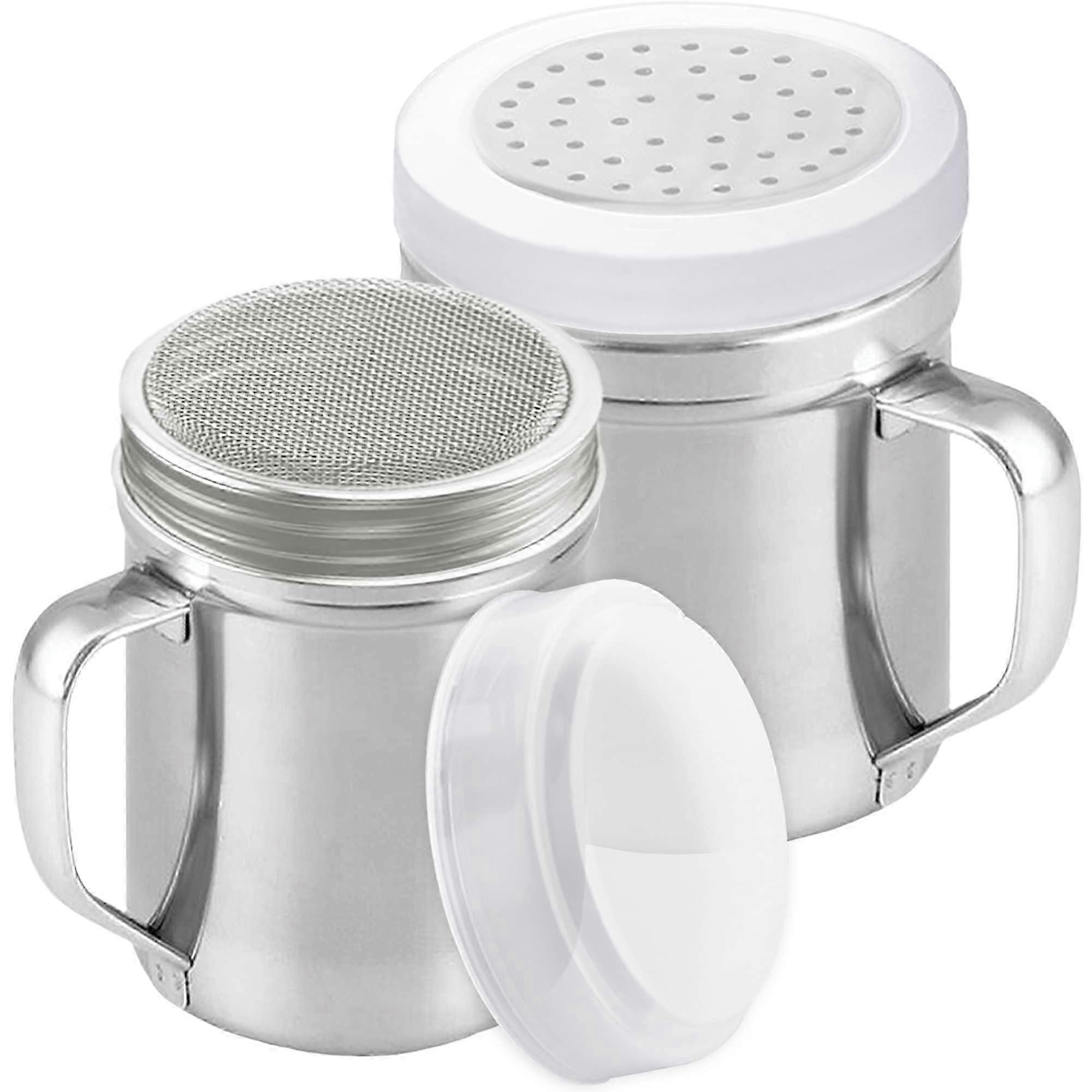 2 Dredges Flour Shaker Set - Fine & Medium Mesh for Sugar, 6oz & 10oz