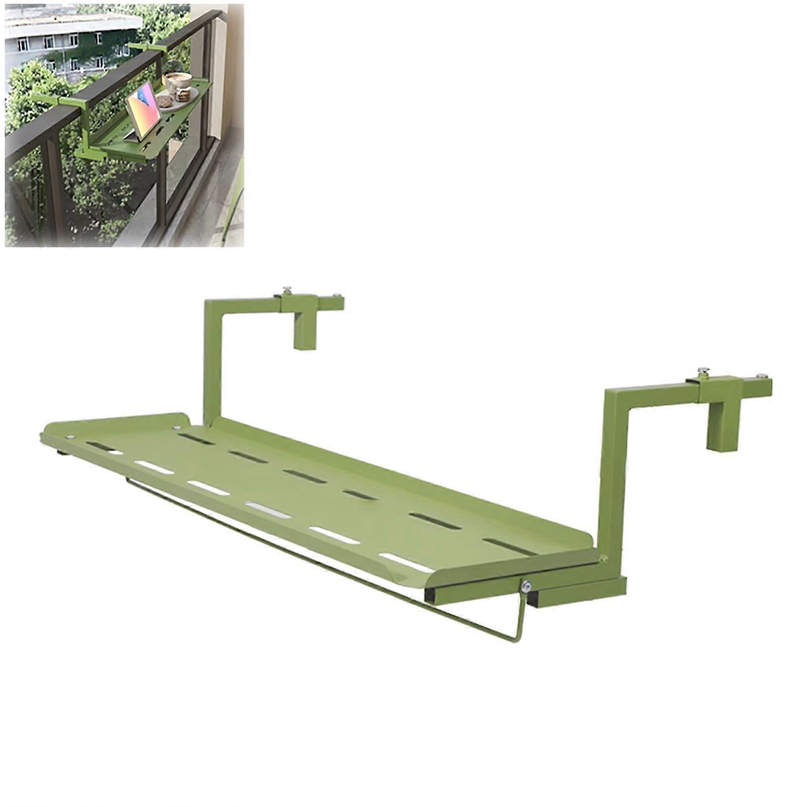 Metal Balcony Table Weatherproof for Railings 116cm (Green, 60cm/24in)