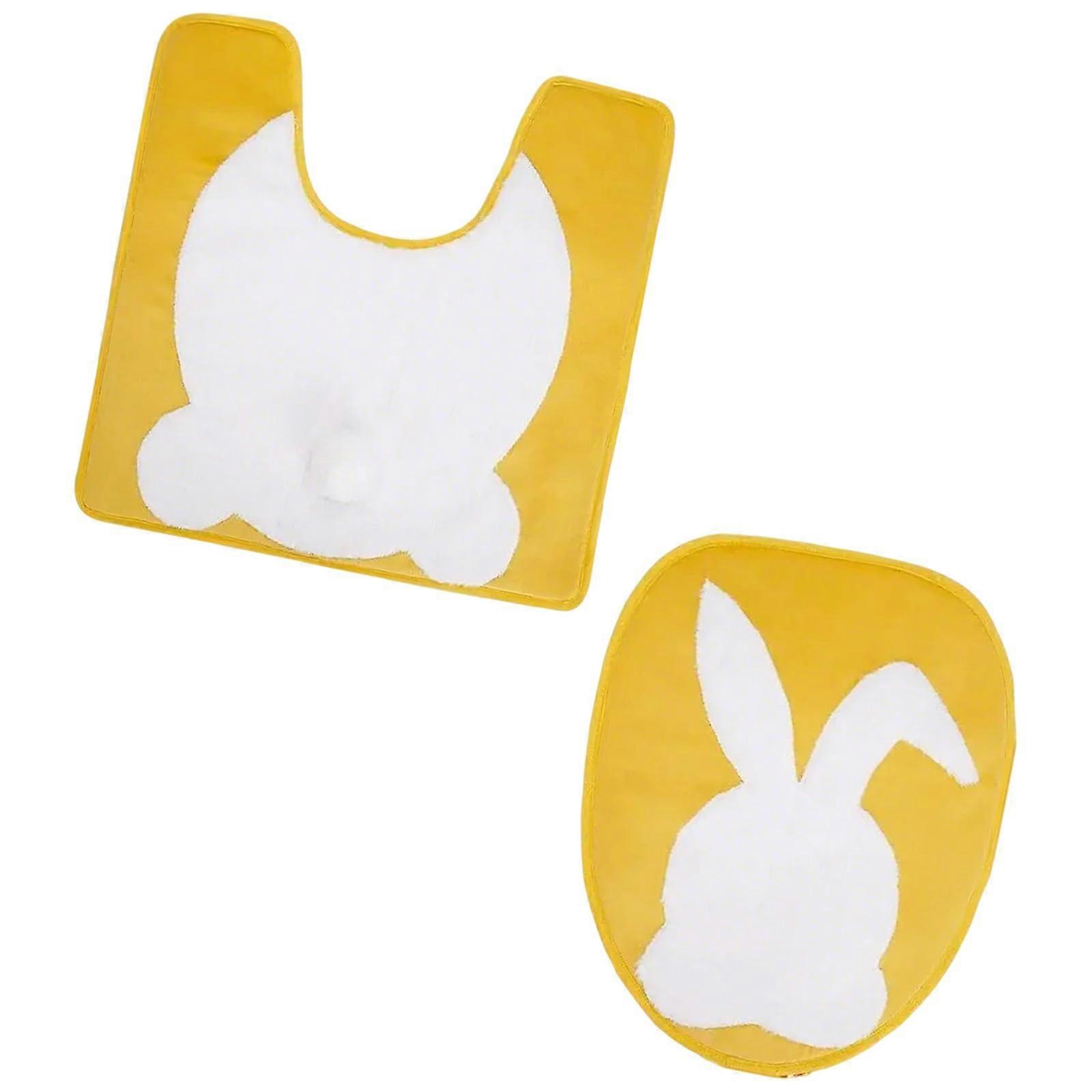 To The Bathroom Accessories Set With Bathroom Belong Toilet Seat And Toilet Mats Uniquely Shaped Enhancement of Vacation Fun Yellow