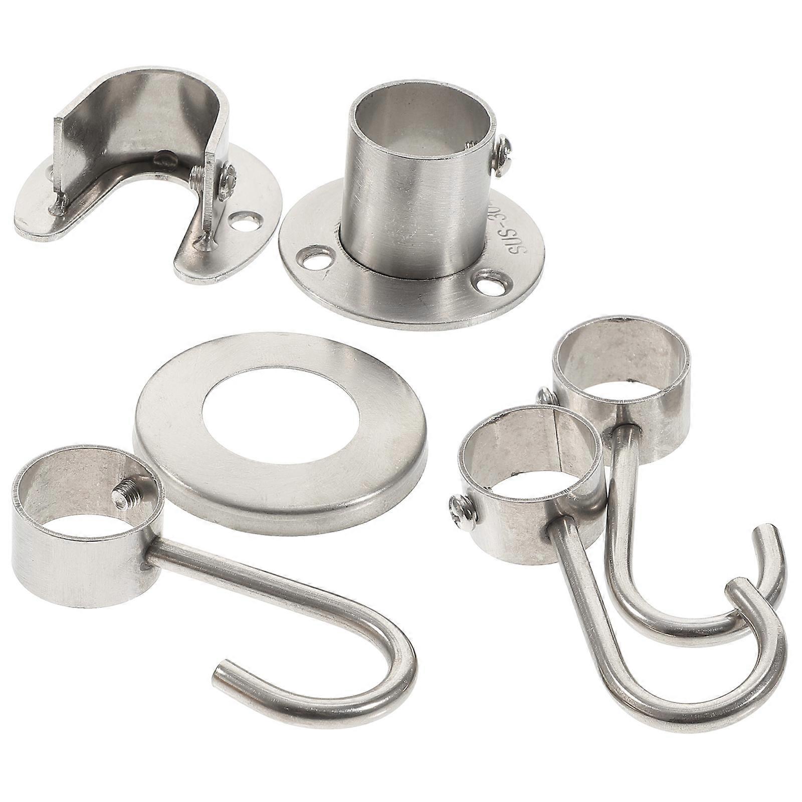 Wardrobe Rod End Bracket Closet Pole Sockets Silver 8X2.8CM Hanging Support 1Set