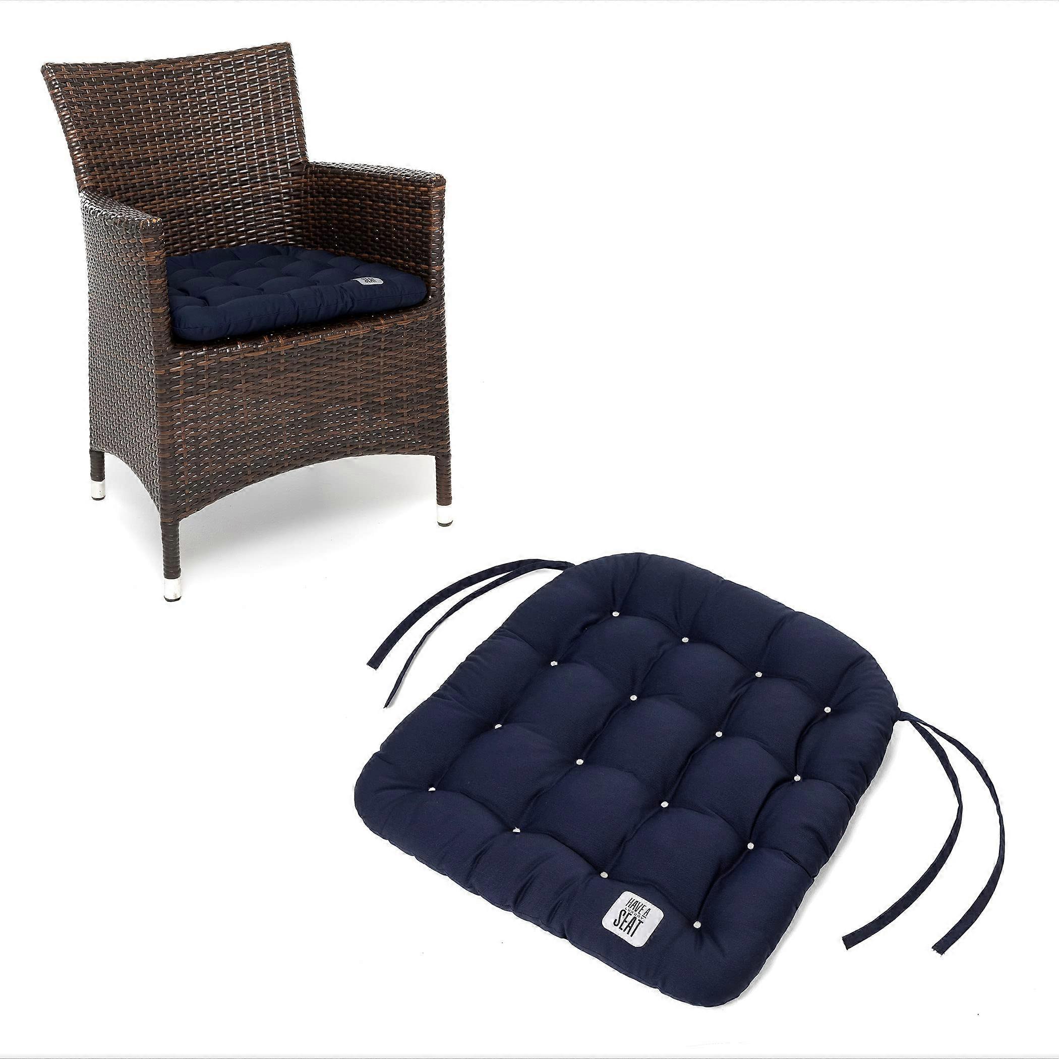 Chair Cushion 48x46cm Weatherproof, Washable, Made in Germany (2pc, Navy Blue)
