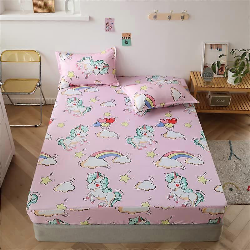 Jersey Fitted Sheet, Soft Microfibre up to 30 cm Height (90x200x30cm, Unicorn)