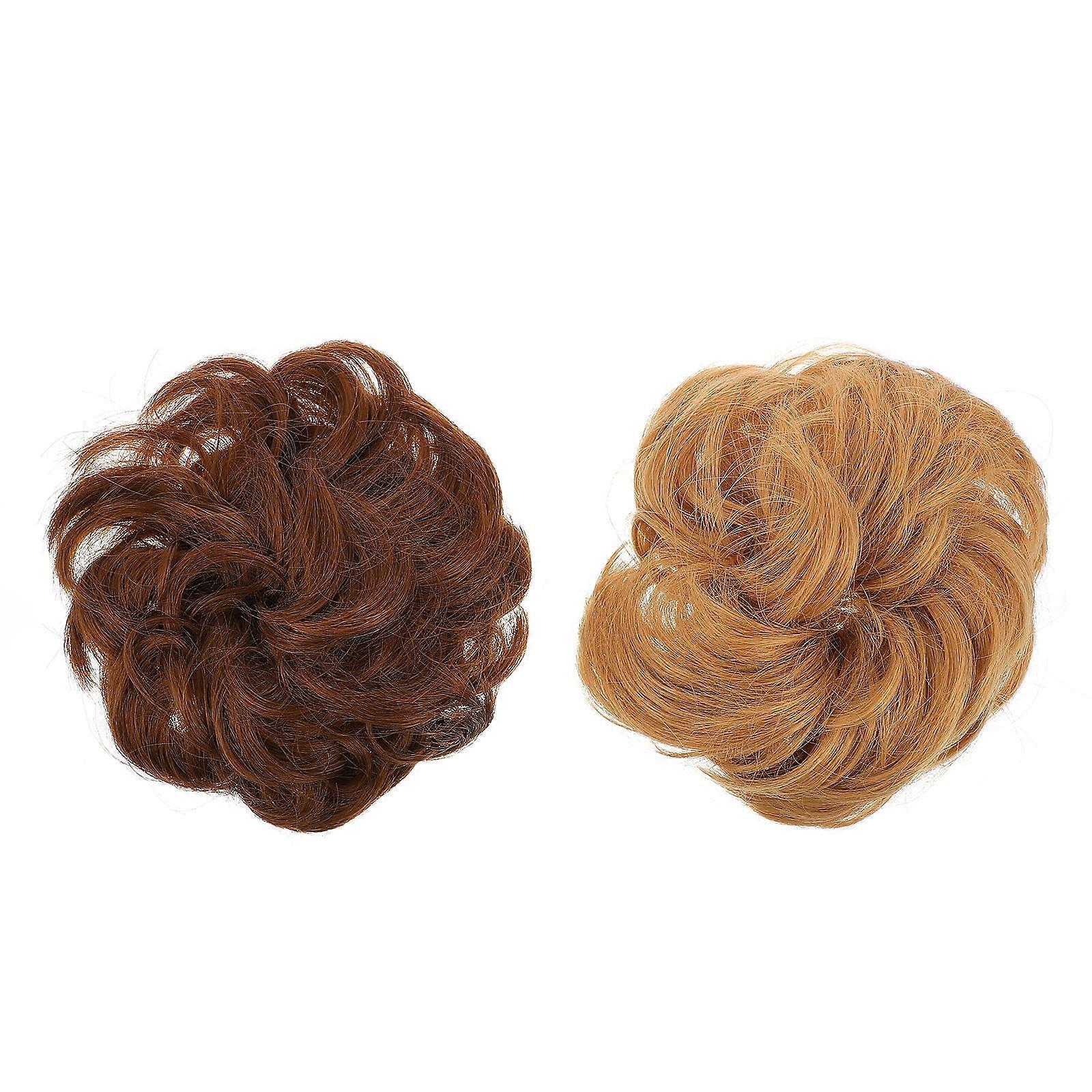 Tousled Messy Bun Extension with Frizzy Smooth Hair for Creating Youthful Elegant Look 2pcs