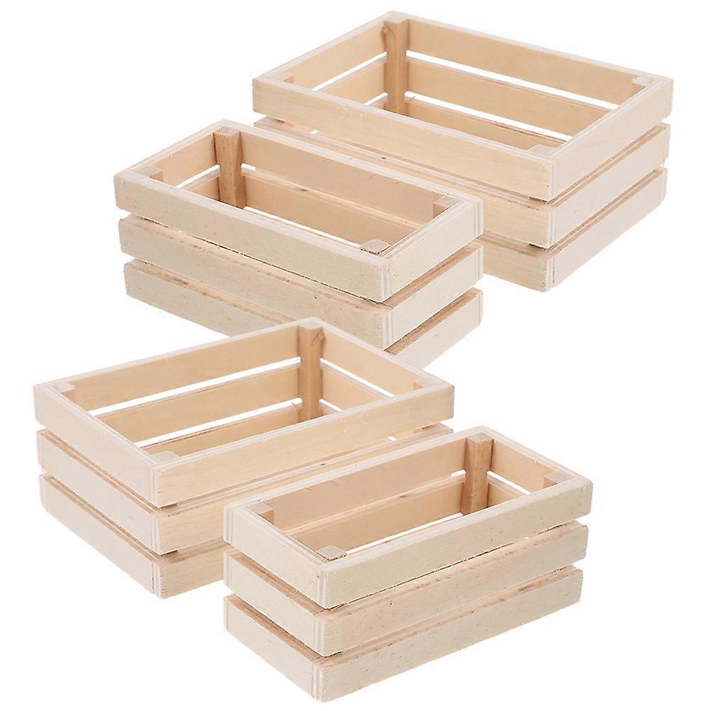 Mini Crates Mini House Crates for Decor 4Pcs Wooden Tiny Basket Set
