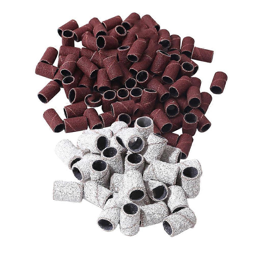 Nail Bit Sanding Bands Artificial Nails Removal Manicure Drill Brown 180 Corundum 100Pcs Pack