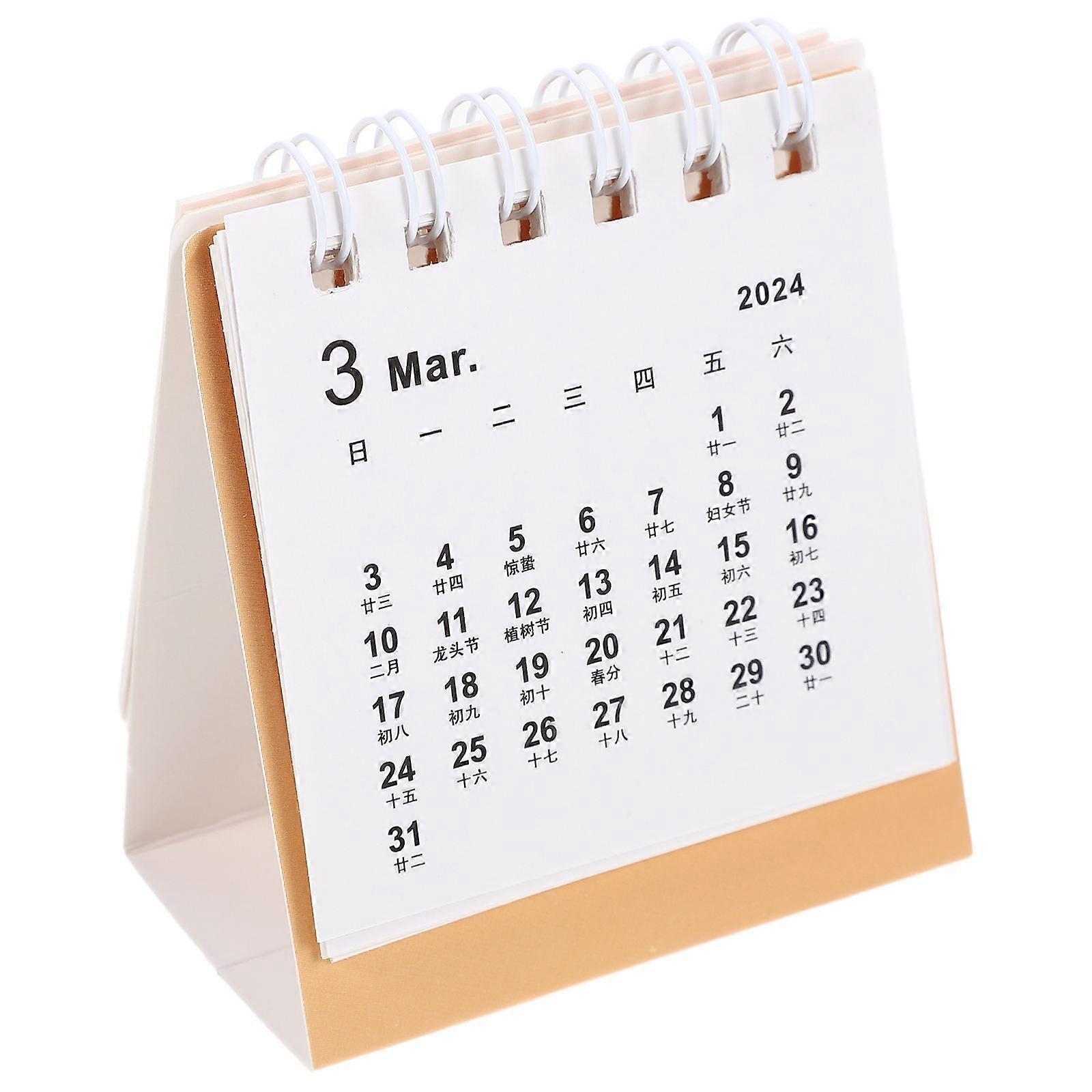 Daily Use Calendar Flip Calendar For Desk Classroom Use Individuals 9X6.5CM Orange Thick Paper 1Pack