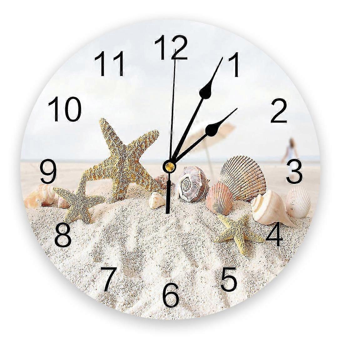 Beach Sky Sea Silent koristeellinen seinäkello digitaalinen kello toimii pyöreänä kotitoimiston koulukelloina-yky416