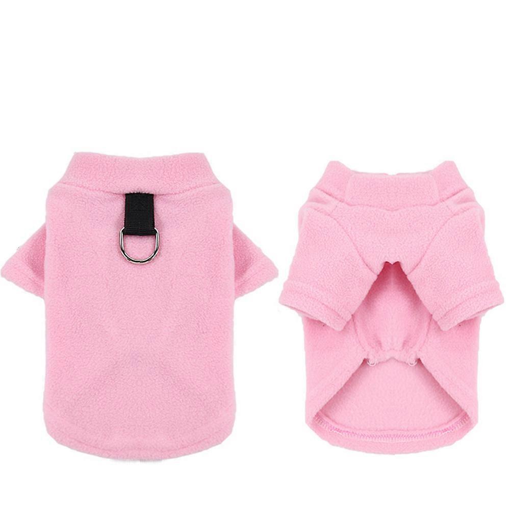Fleece Dog Coat with Buckle for Photography and Outdoor Activities Pink Size S 1Pack