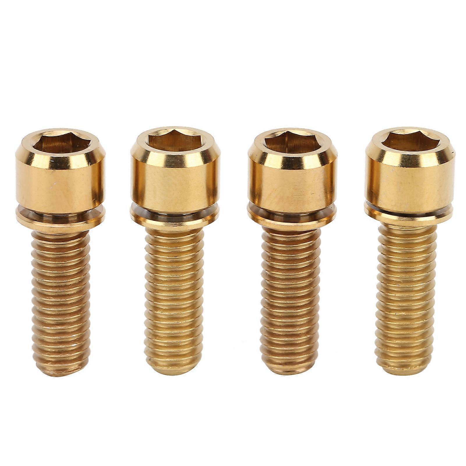 4pcs M6x18 Titanium Alloy High Strength Road Mountain Bike Stem Screws Gold