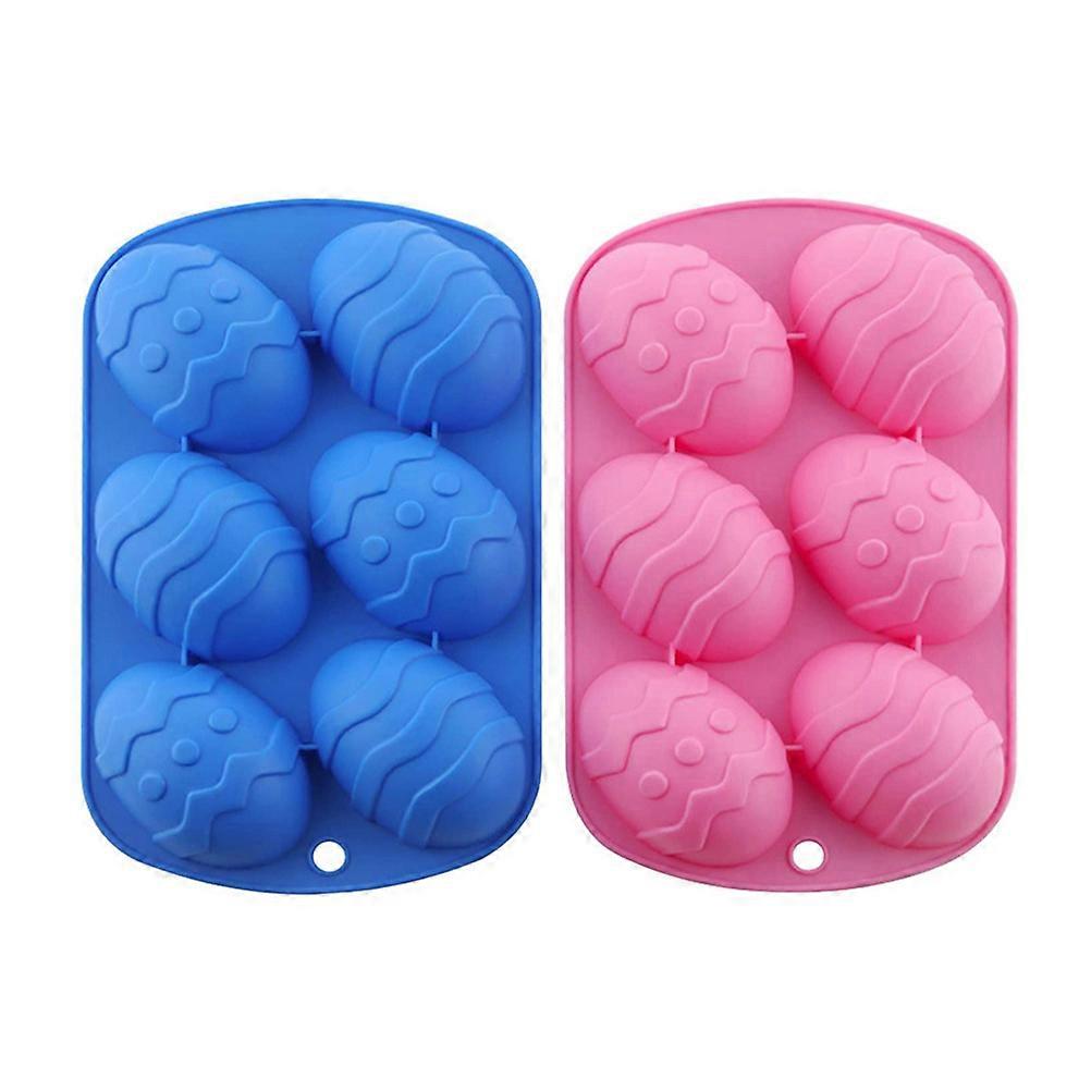 Egg Shaped Silicone Mold Baking Molds Easter Egg Shapes Bakewares Blue Non-Stick Surface Safe For Repeated Use 2Pcs