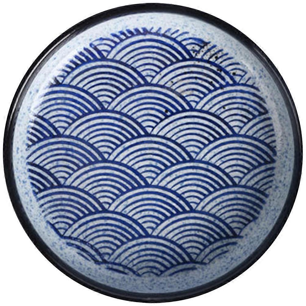 Japanese Ceramic Wave Pattern Dinner Plate, Multi Purpose Serving Dish for Family Gatherings, Dessert, Salad, Easy to Clean and Store