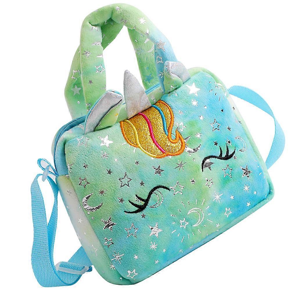 Childrens Crossbody Shoulder Bag Portable Cartoon Unicorn Single-shoulder Bag Kids Use Plush 21X18CM Storage 1Pcs