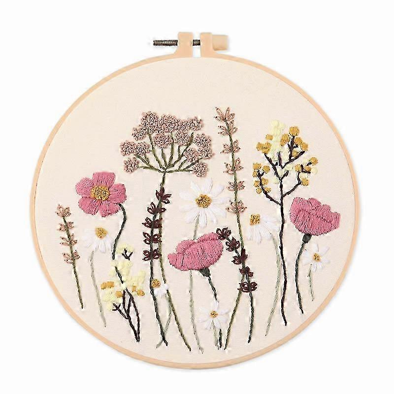 Embroidery Set with Floral Design for Beginners, Includes 1 Patterned Embroidery Cloth Suitable for Various Brands