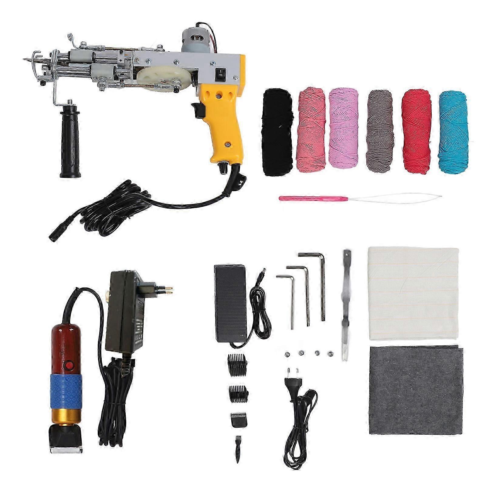 2 In 1 Cut Pile Loop Pile Electric Rug Gun Machine Starter Kit 40 Stitches Per Second Diy Tufting Machine For Beginners 100?240v Eu Plug