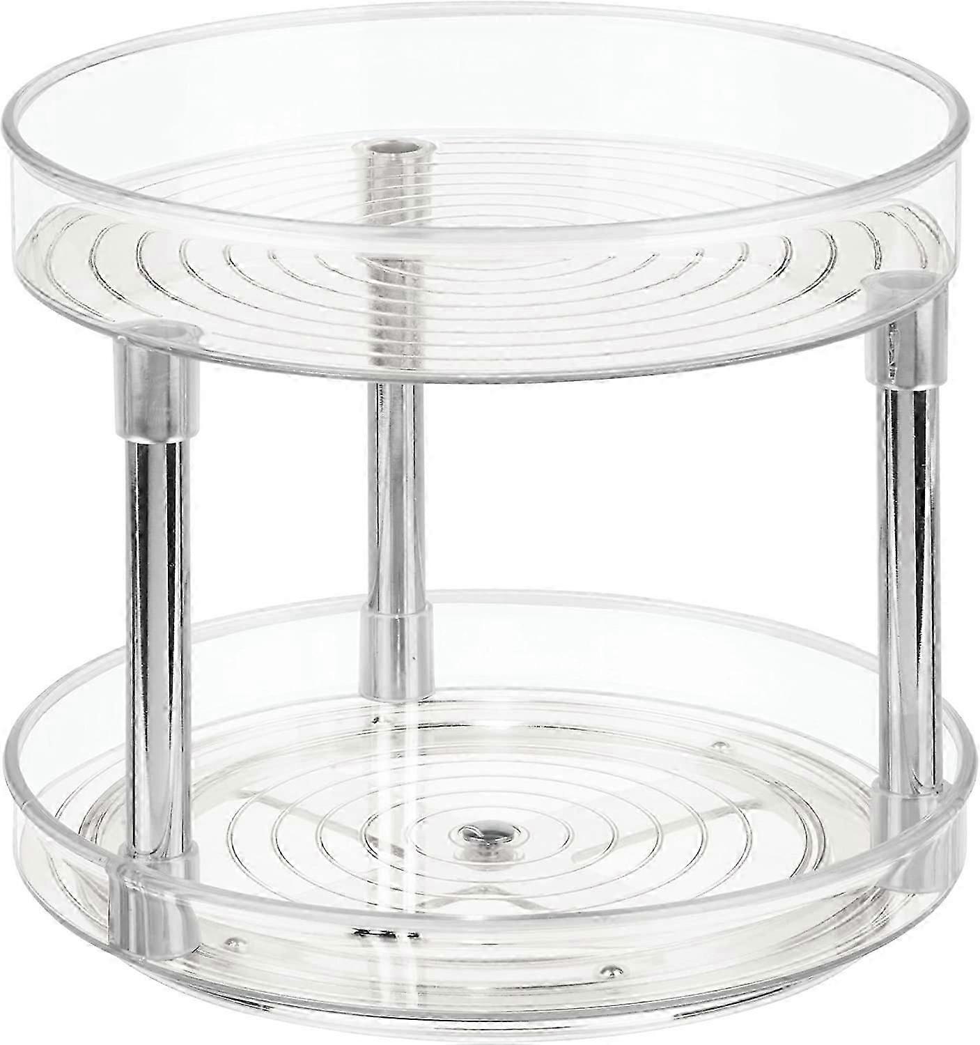 2-Tier Rotating Plastic Spice Turntable Organizer