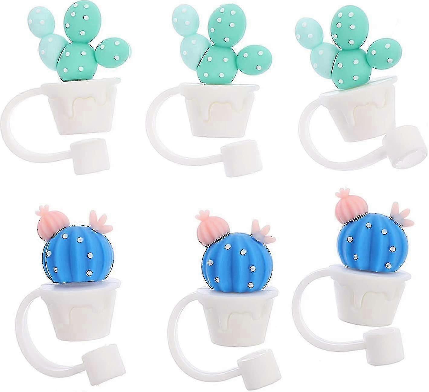 6pcs Silicone Straw Tips Cover, Reusable Drink Straw Caps Tips Lids, Cute Straw Plug Straw Protector For 6mm Straws