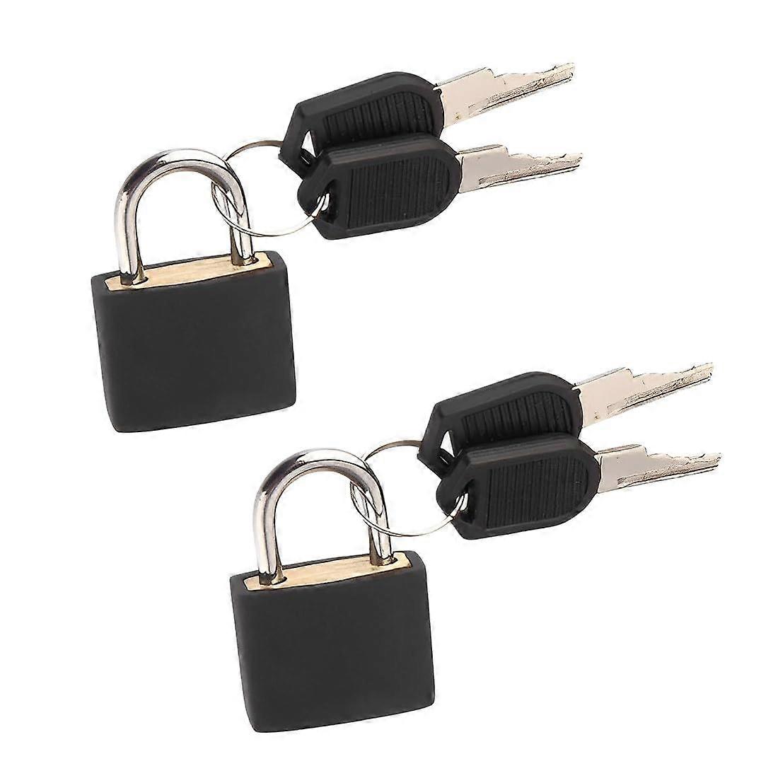 Pack of 2 Luggage Locks with Key, Mini Padlock Security Lock for Suitcase, Small Black Travel Lock