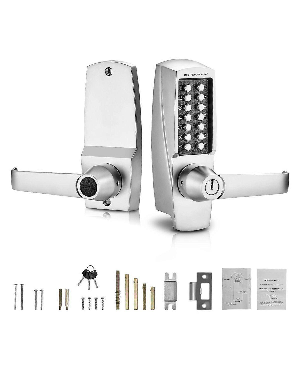 Mechanical Keyless Entry Door Lock, 14 Key Mechanical Door Lock with Keys, Mechanical Keypad Door Lock with Handle