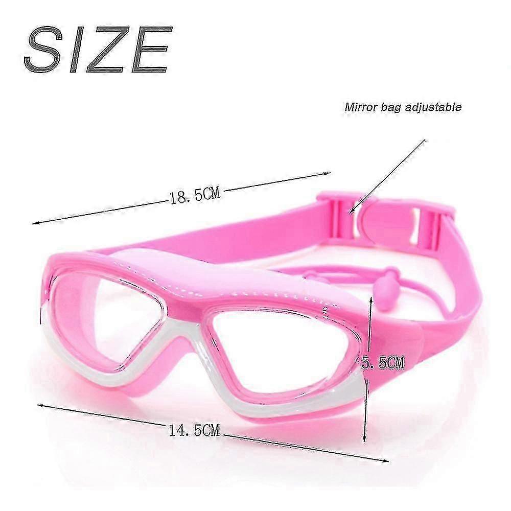 Kids Boys Girls Hd Swim Goggles With Ear And Nose Plug Wide Clear View Anti-fog No Leak Water Pool Adjustable Goggles