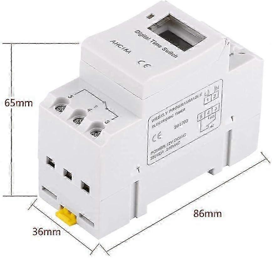 7-Day Weekly DIN Rail Digital Programmable Timer Switch with LCD Display (AC220 V)